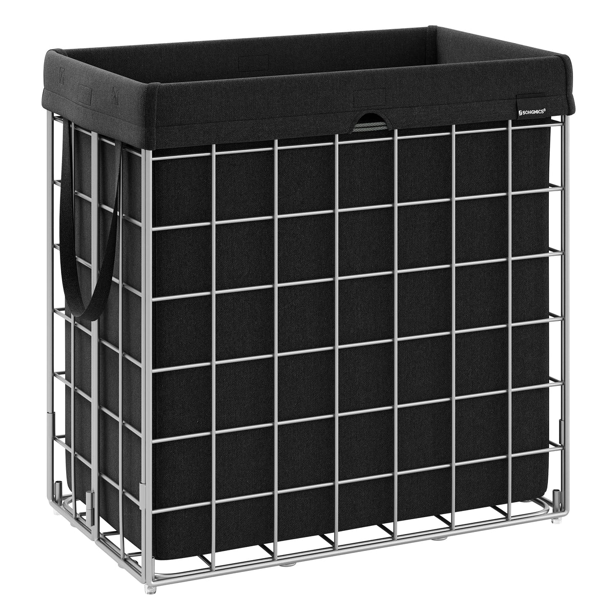 SONGMICS Laundry Hamper, 23.8 Gal. (90L) Laundry Basket, Collapsible Clothes Hamper, Black and White ULCB190W01