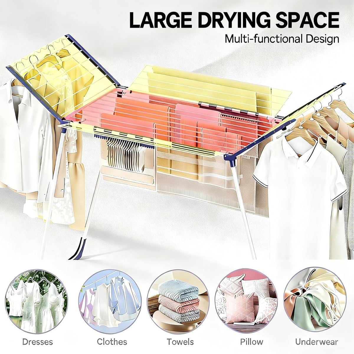 APEXCHASER Clothes Drying Rack, Drying Rack Large Space with 4 Wings