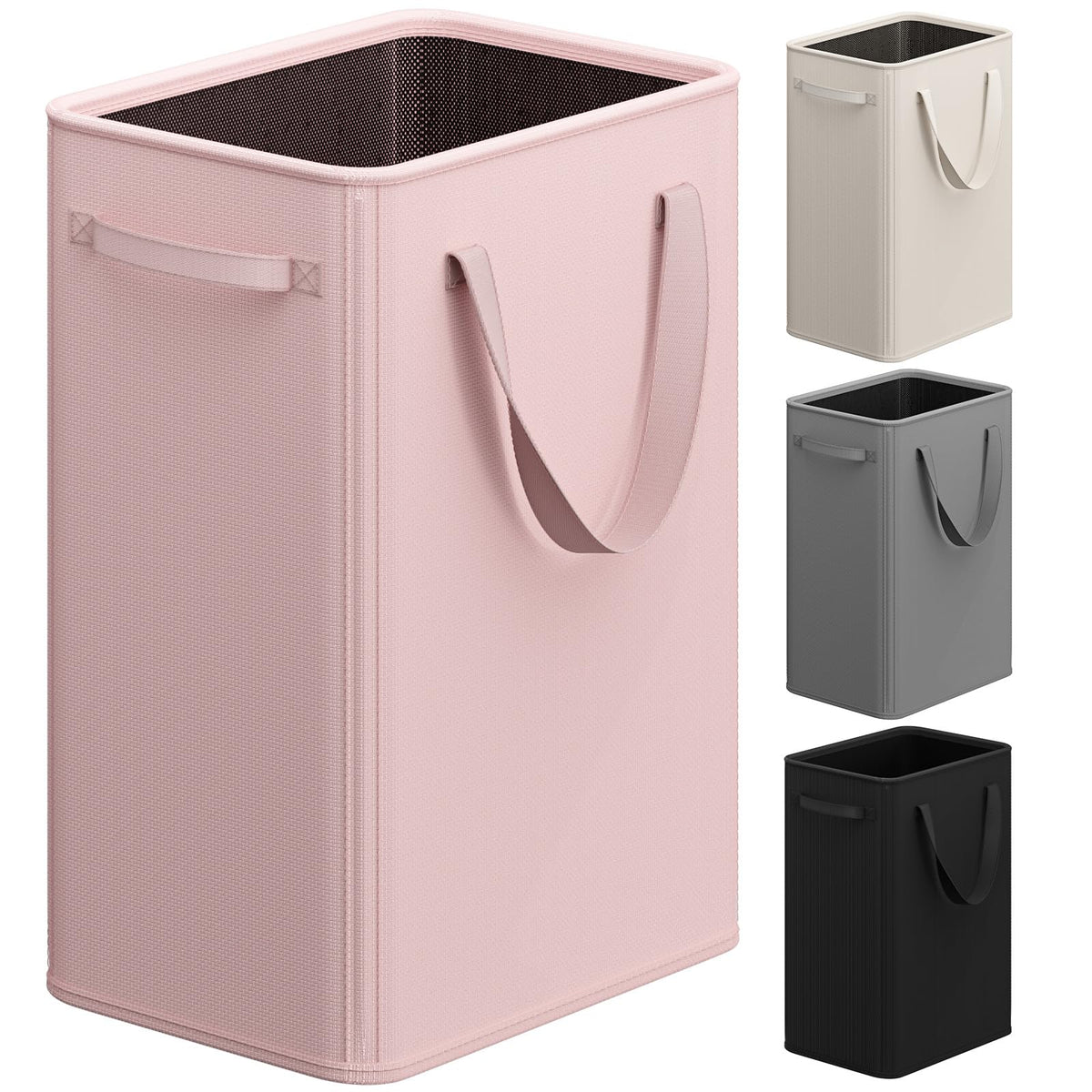 Optish 50L Slim Laundry Hamper, Small Laundry Basket With Handles, Black Narrow Laundry Basket for Dorm, Bedroom, Living Room, Collapsible Laundry Hamper