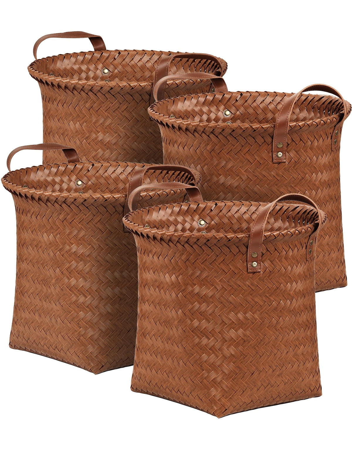 Wicker Storage Baskets, 4 Pack Woven Baskets for Shelves, Brown