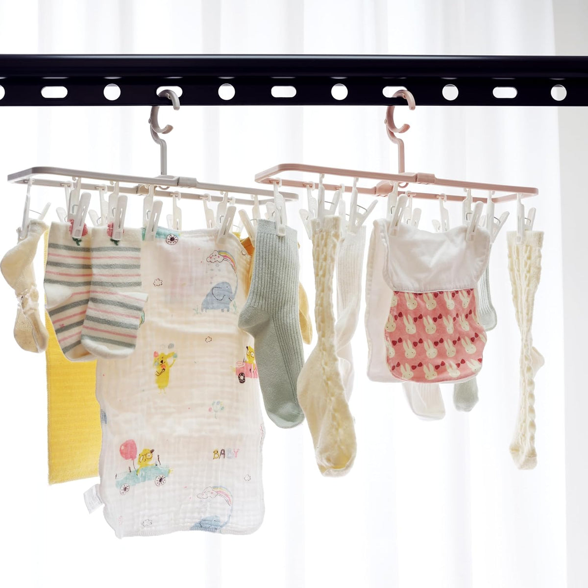 Clothes Drying Racks 2Pack Small Folding Portable Hangers with 12 Clips