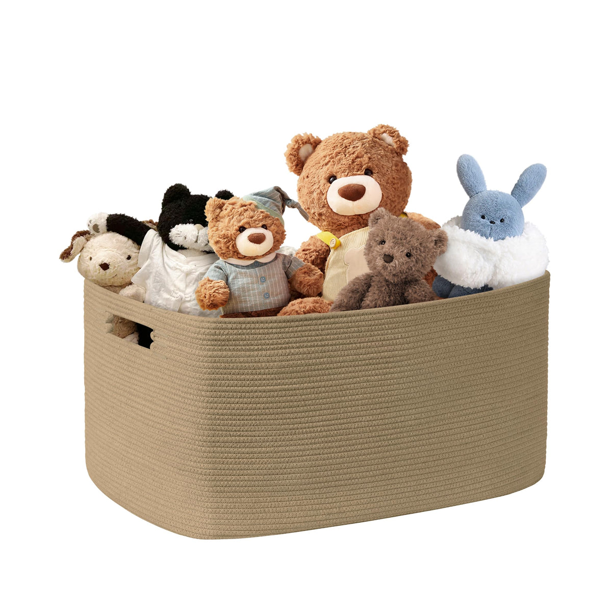 72L Large Woven Laundry Basket Hamper with Leather Handles,Brown