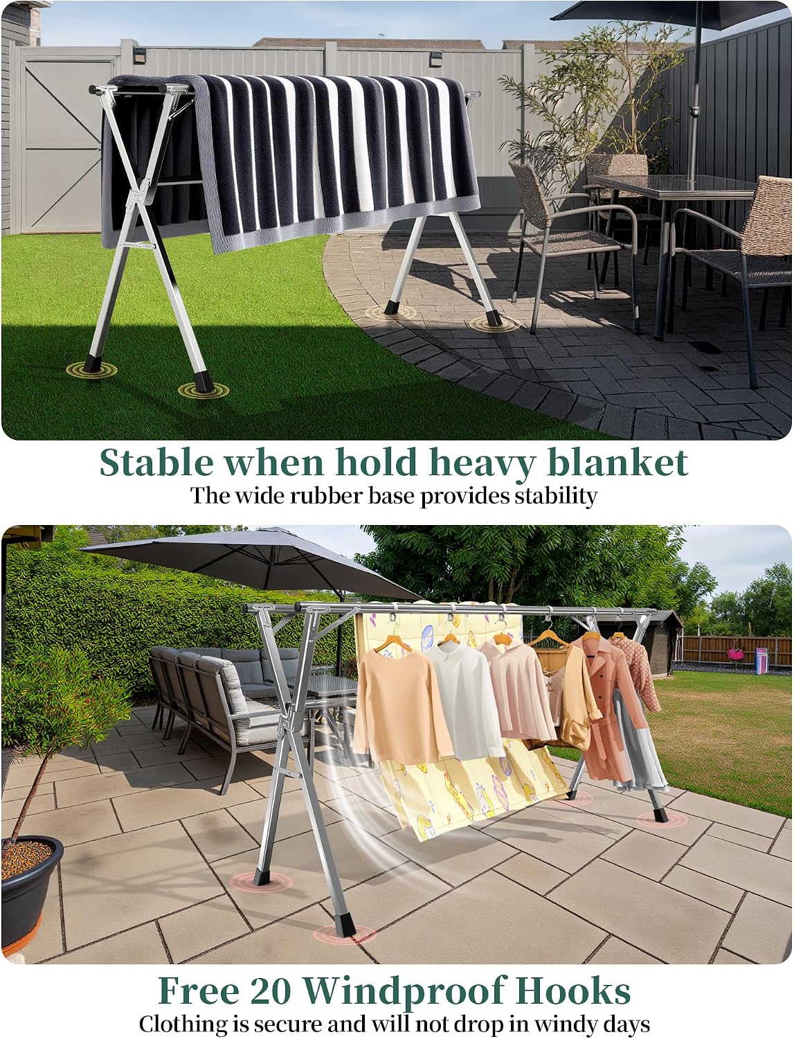 Folding Stainless Steel Laundry Drying Rack 79 Inches