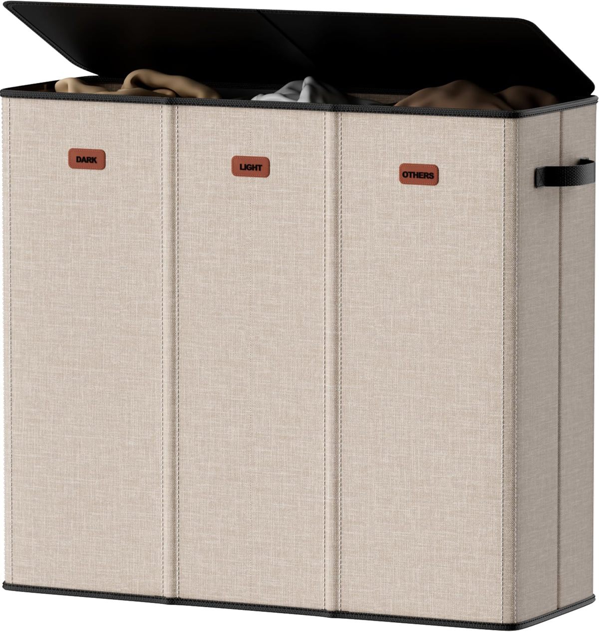 Laundry hamper 3 Section, XL Clothes Hamper with Lid & Inner Bag