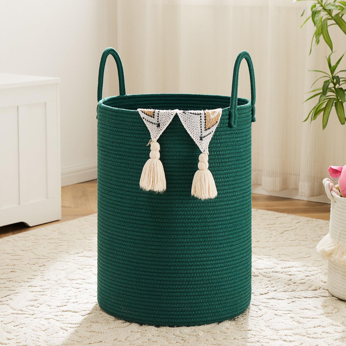 Artfeel Laundry Basket,Woven Cotton Rope Laundry Hamper,60L for Decor Storage of Dirty Clothes,Toys and Blankets in Bathroom,Baby Room and Living Room