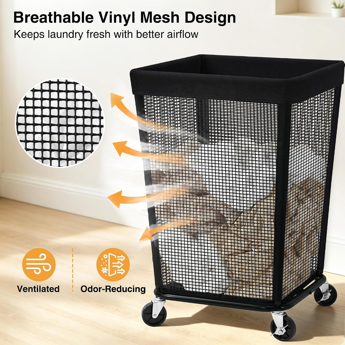 STO STO 160L Rolling Laundry Hamper with Wheels, Laundry Basket, Beige