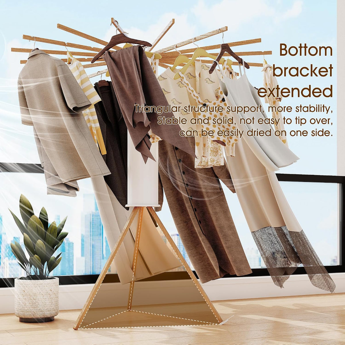 BOQORAD Clothes Drying Rack Foldable,Laundry Drying Rack,Drying Rack Clothing(16 Wood Poles),Clothes Hanger Rack,Laundry Rack Folding,Collapsible,Retractable