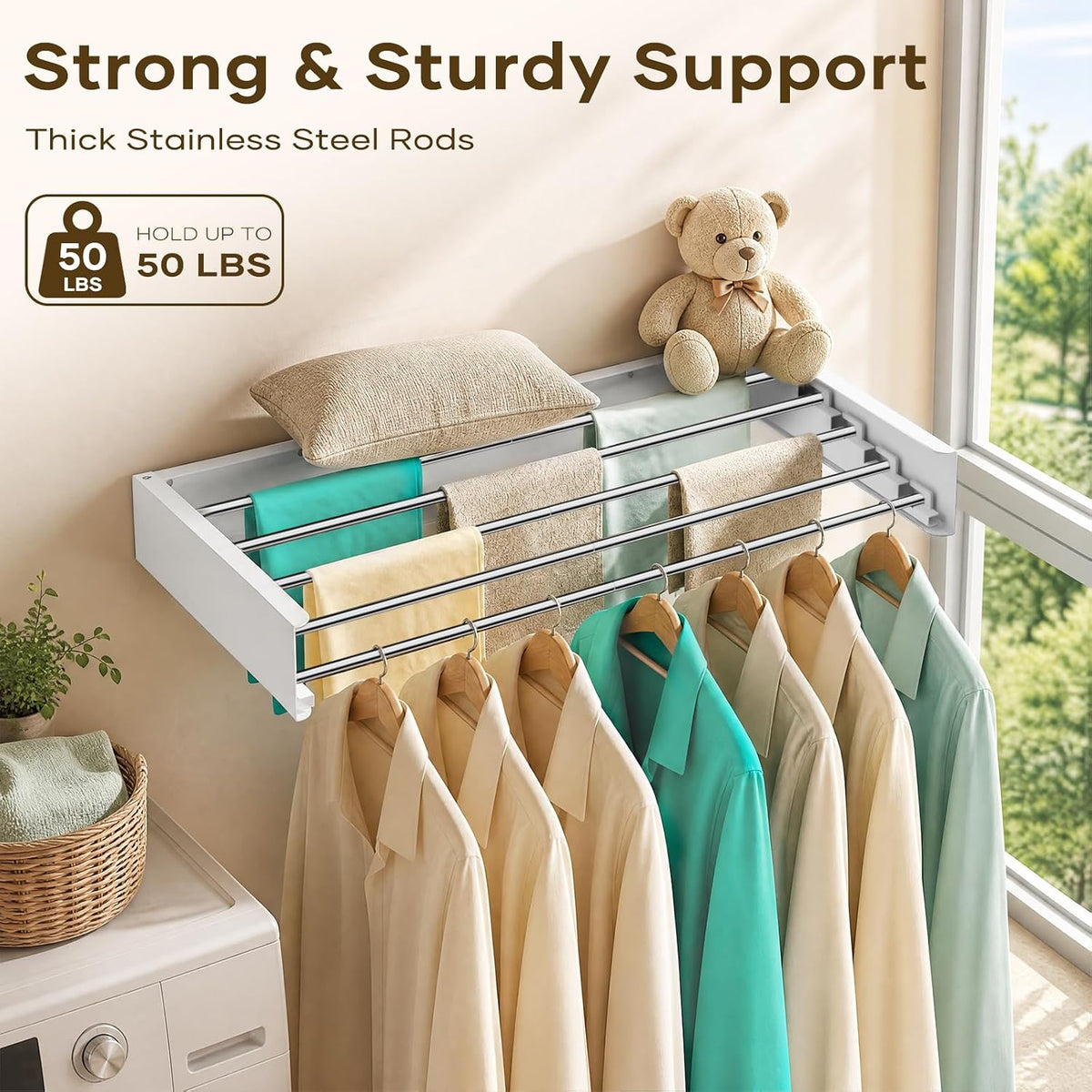 Laundry Drying Rack 31.6", Wall Mounted Clothes Drying Rack Foldable