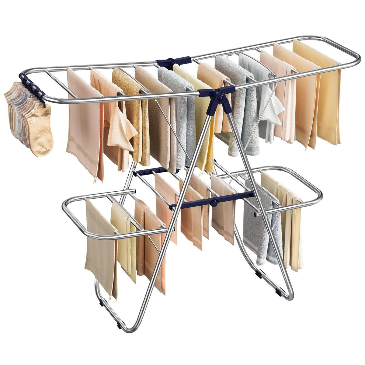 SONGMICS Clothes Drying Rack, Foldable Metal Airer, 19.3 x 51.2 x 39.4 in