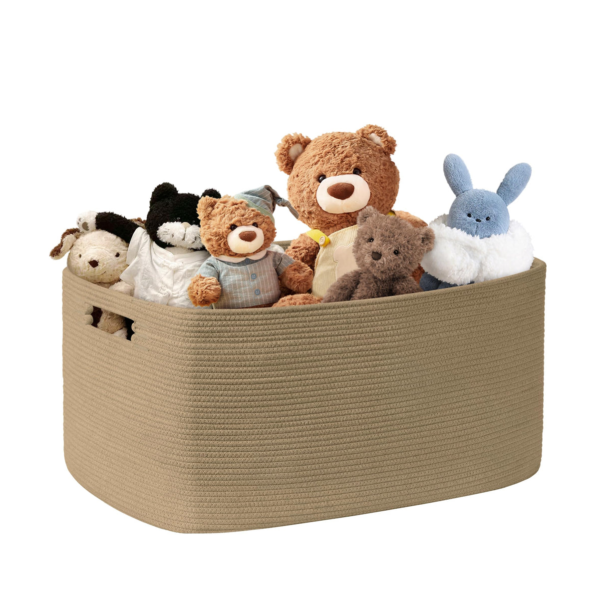 72L Large Woven Laundry Basket Hamper with Leather Handles,Brown