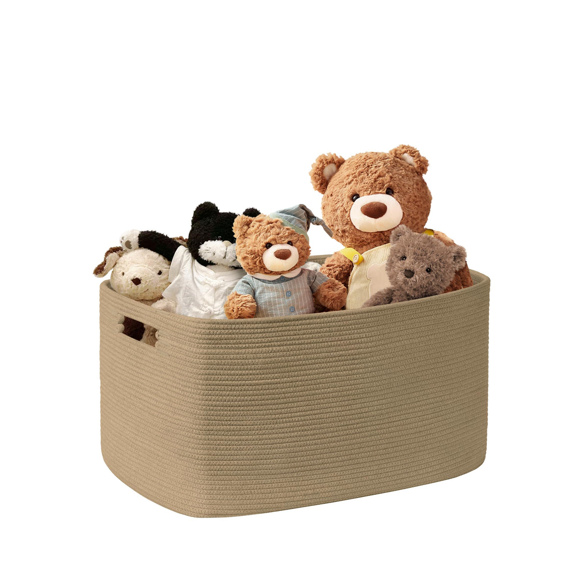 72L Large Woven Laundry Basket Hamper with Leather Handles,Brown