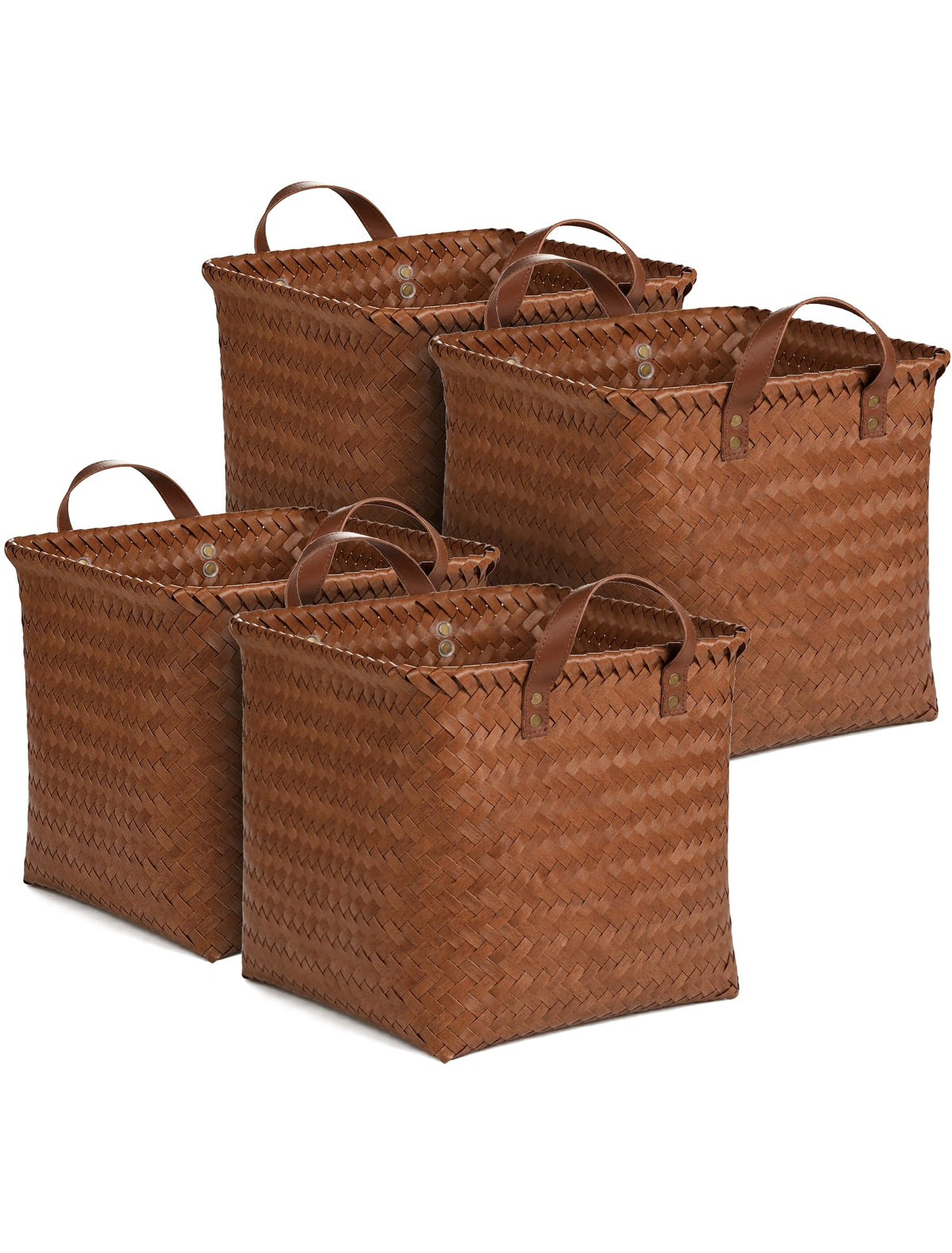 Wicker Storage Baskets, 4 Pack Woven Baskets for Shelves, Brown
