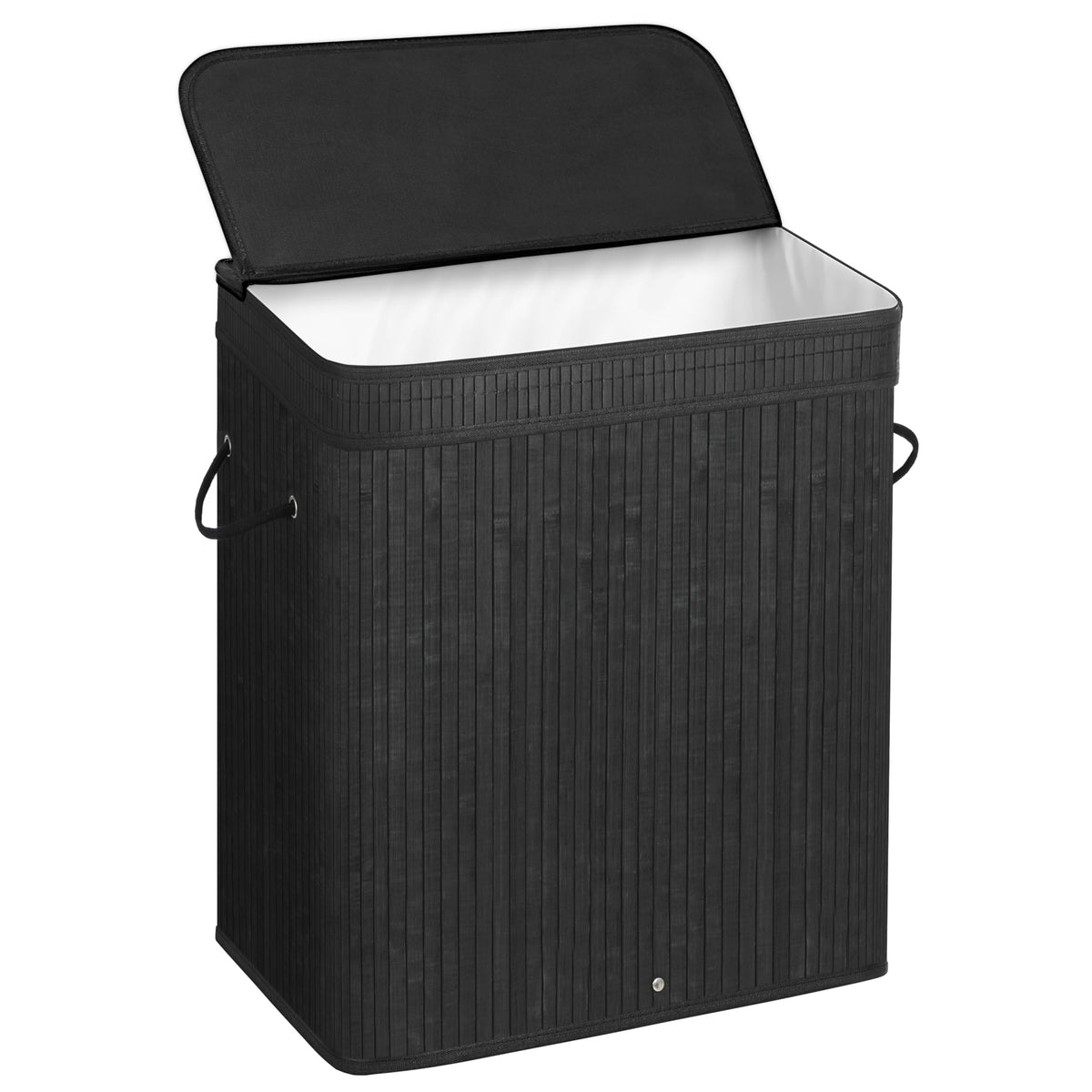 SONGMICS Bamboo Laundry Hamper with Lid, 100L, with Handles
