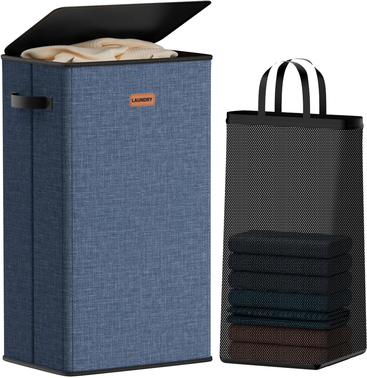 Laundry hamper 3 Section, XL Clothes Hamper with Lid & Inner Bag