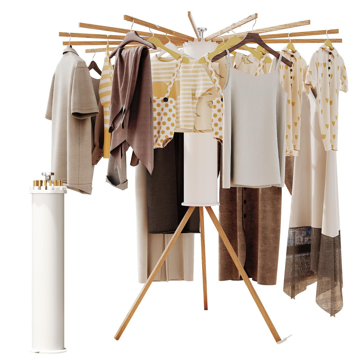 BOQORAD Clothes Drying Rack Foldable,Laundry Drying Rack,Drying Rack Clothing(16 Wood Poles),Clothes Hanger Rack,Laundry Rack Folding,Collapsible,Retractable