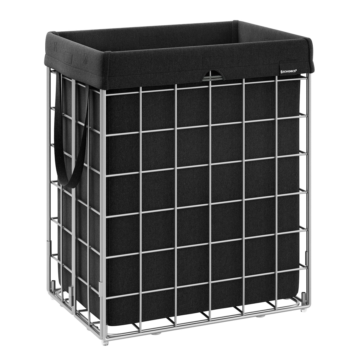 SONGMICS Laundry Hamper, 23.8 Gal. (90L) Laundry Basket, Collapsible Clothes Hamper, Black and White ULCB190W01