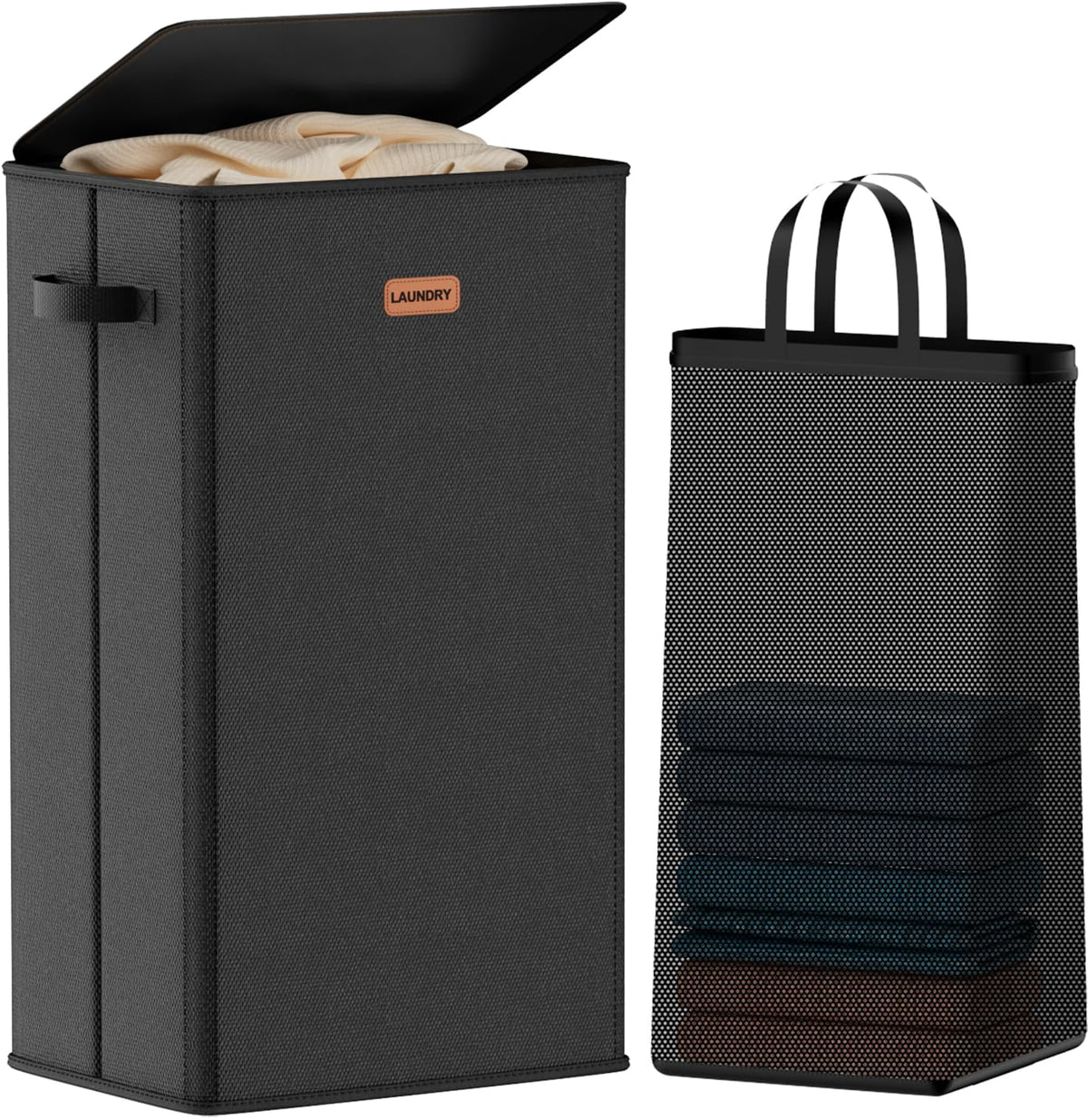 Laundry hamper 3 Section, XL Clothes Hamper with Lid & Inner Bag