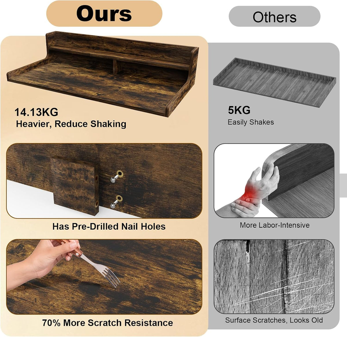 Washer Dryer Countertop, 54" x 27.55" 2-Tier Washer Dryer Topper with Edge, for Laundry Room Organization Rustic Brown