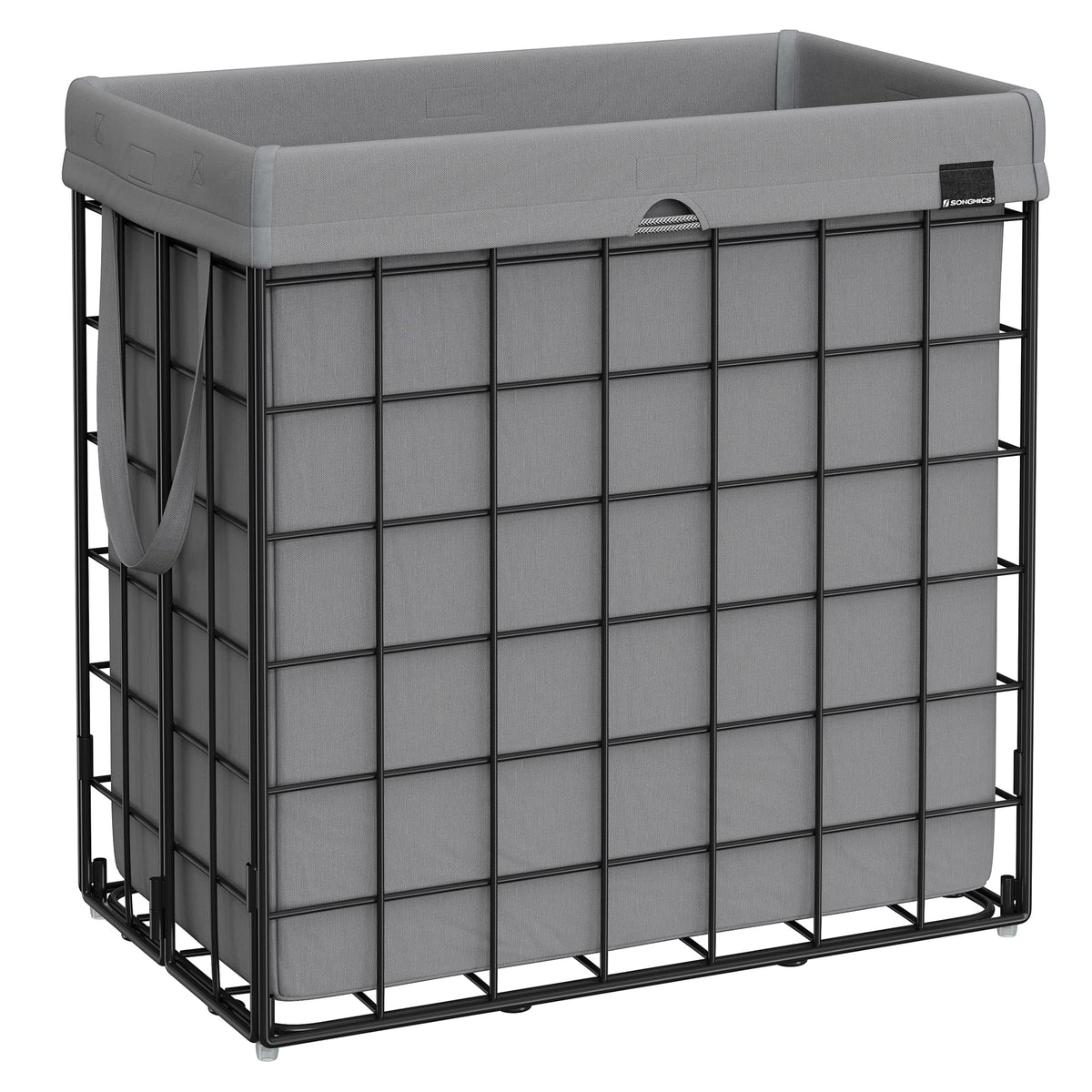 SONGMICS Laundry Hamper, 23.8 Gal. (90L) Laundry Basket, Collapsible Clothes Hamper, Black and White ULCB190W01