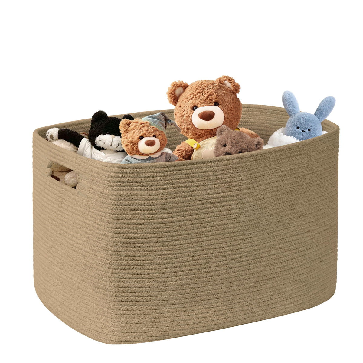 72L Large Woven Laundry Basket Hamper with Leather Handles,Brown