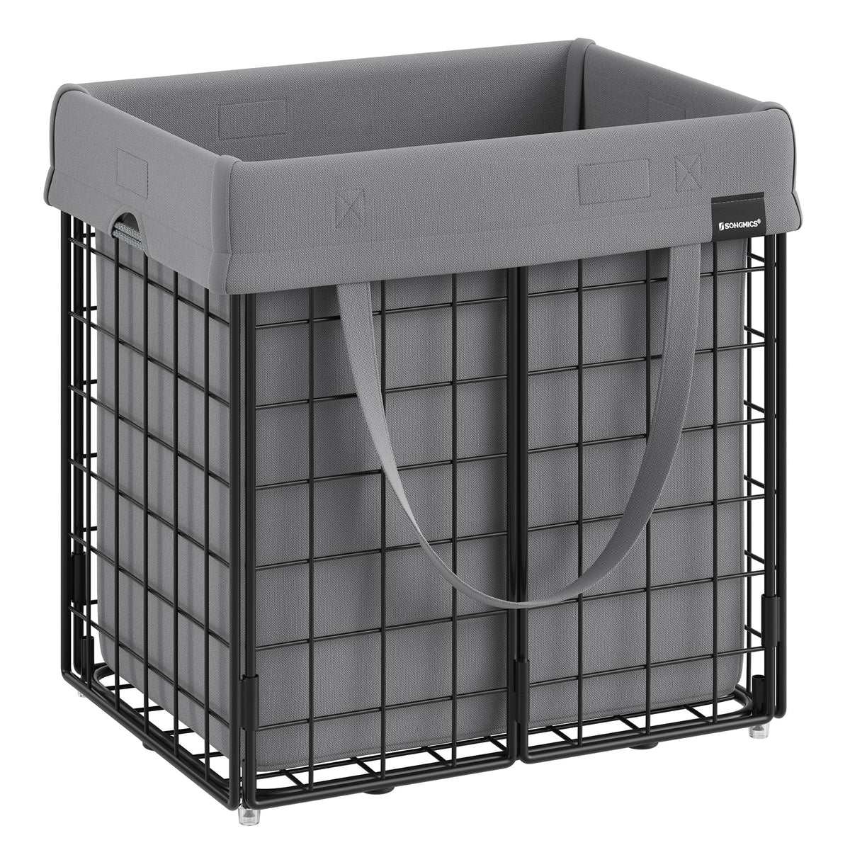 SONGMICS Laundry Hamper, 23.8 Gal. (90L) Laundry Basket, Collapsible Clothes Hamper, Black and White ULCB190W01