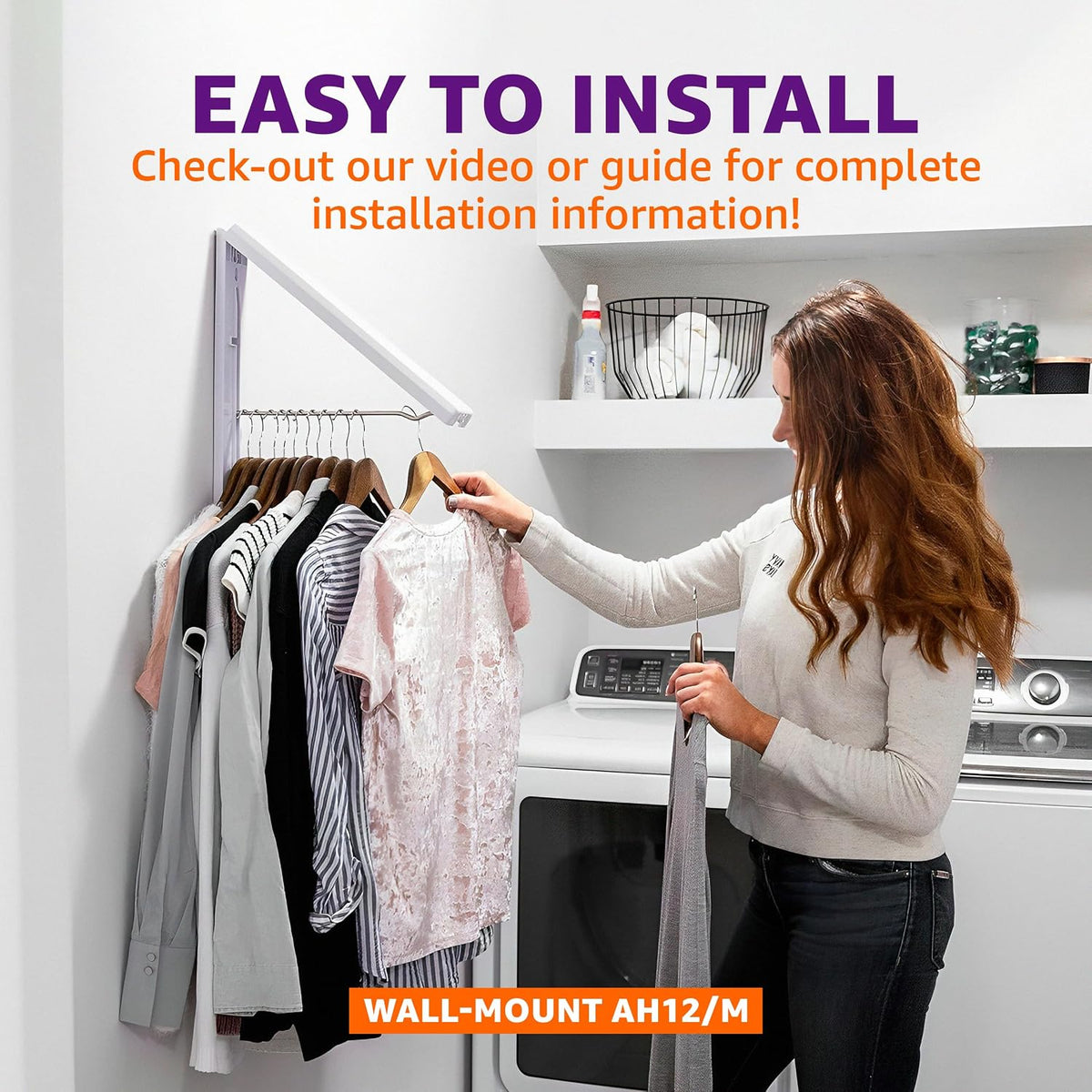 InstaHanger Wall Mounted Clothes Drying Rack - Collapsible, 60lb Capacity