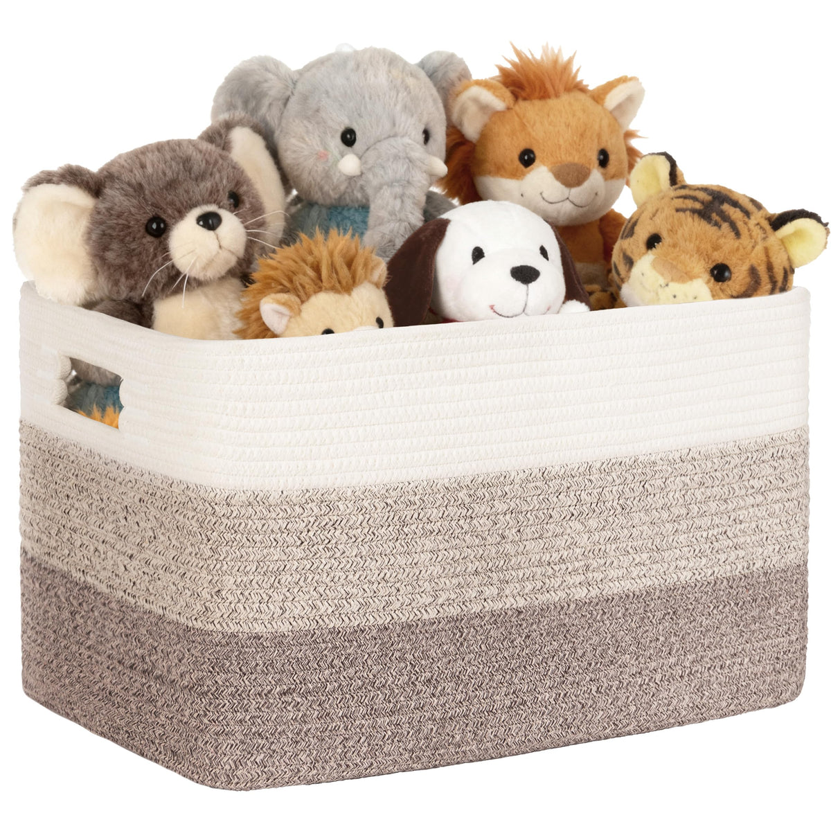 72L Large Woven Laundry Basket Hamper with Leather Handles,Brown
