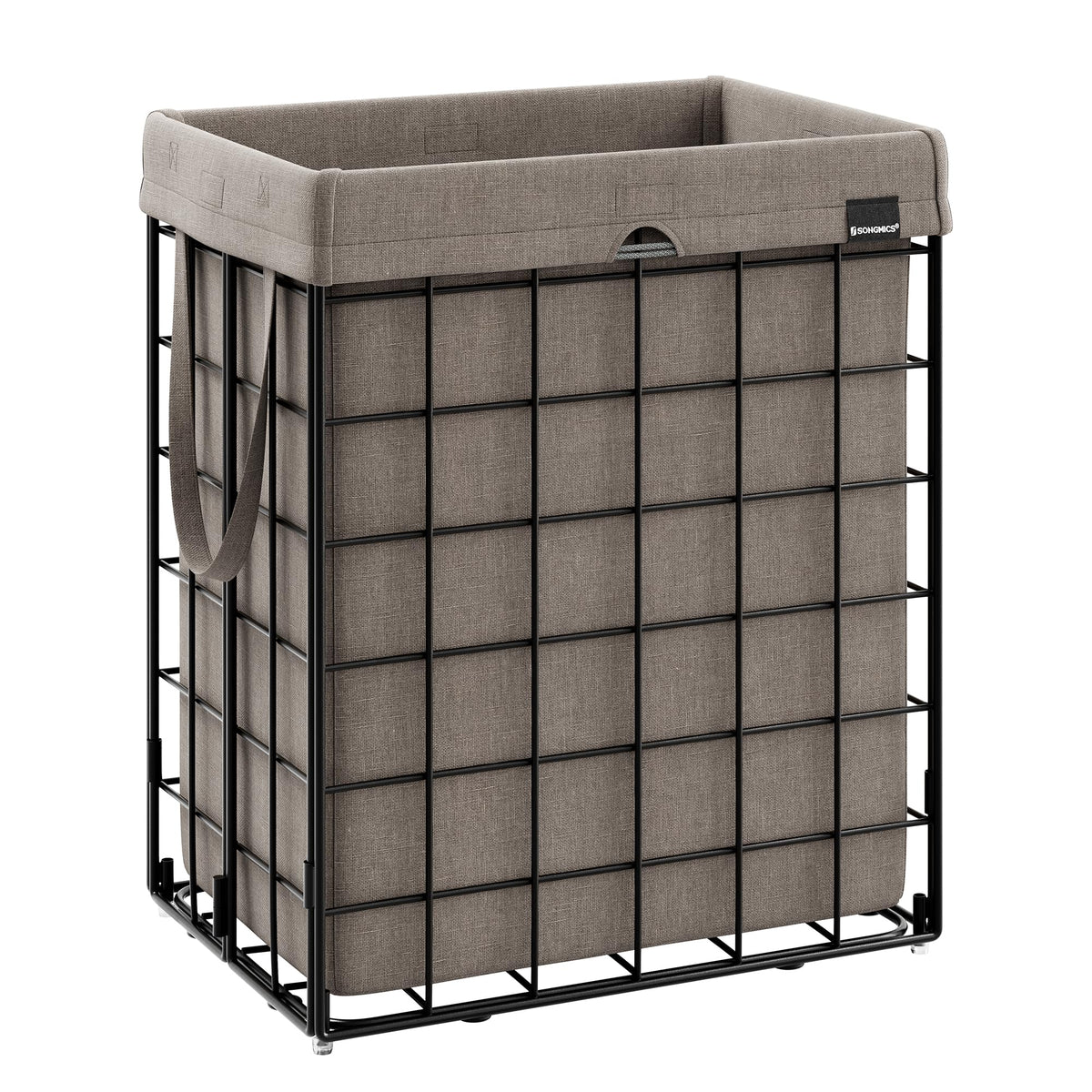 SONGMICS Laundry Hamper, 23.8 Gal. (90L) Laundry Basket, Collapsible Clothes Hamper, Black and White ULCB190W01