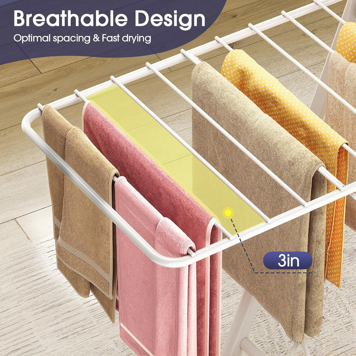 APEXCHASER Clothes Drying Rack, 67.7" L Height Adjustable, Foldable, White