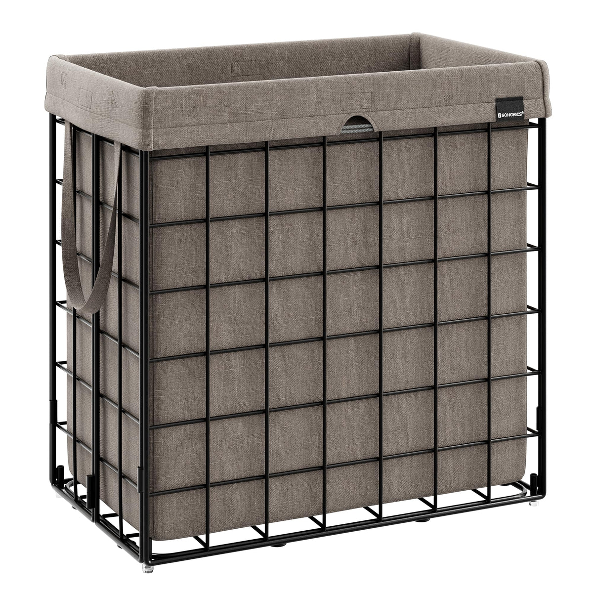 SONGMICS Laundry Hamper, 23.8 Gal. (90L) Laundry Basket, Collapsible Clothes Hamper, Black and White ULCB190W01