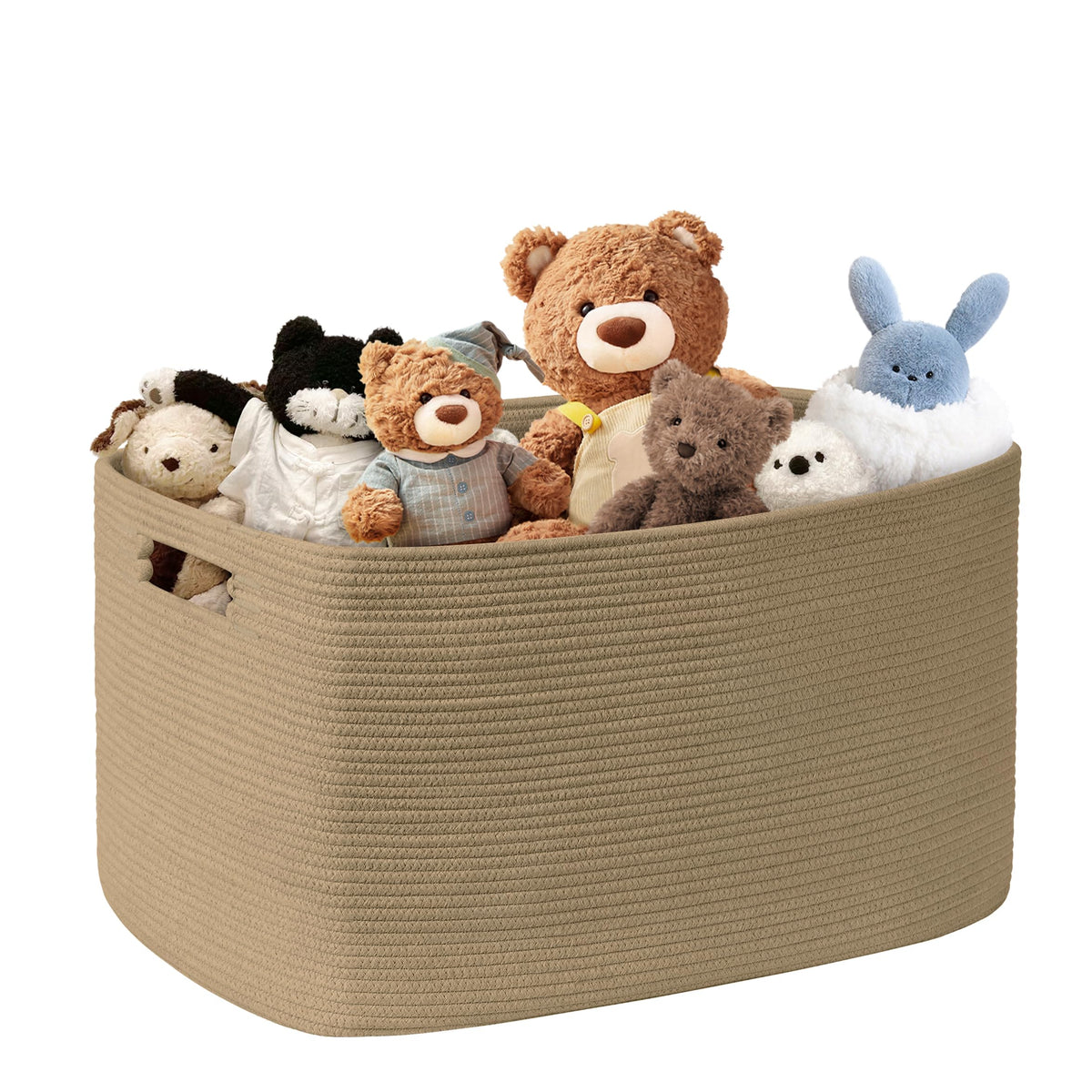 72L Large Woven Laundry Basket Hamper with Leather Handles,Brown