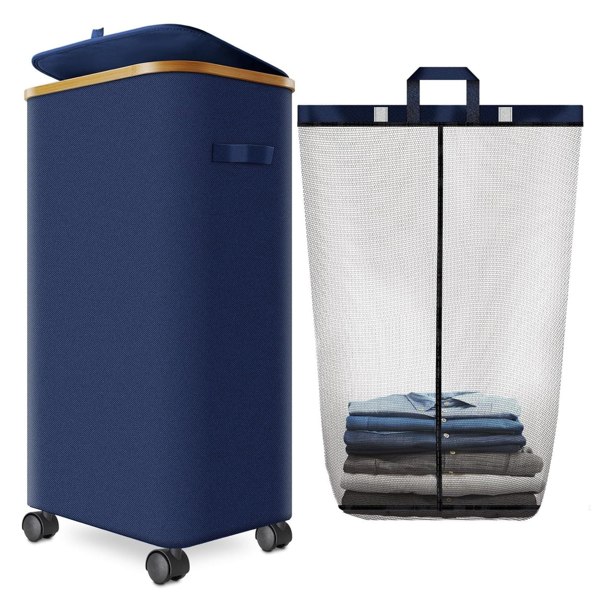 Laundry Hamper with Wheels, 75L Rolling Laundry Basket, Removable Inner Bag